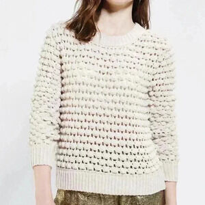 Lucca Couture Open Knit Crochet Pullover Sweater Size XS